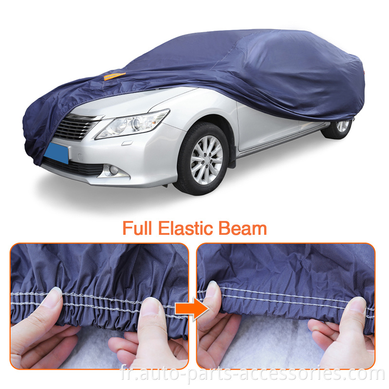 China Factory High-Tech Micro-Poreux Film Elastic Hems PVC Proof Proof OEM Blue Car Dust Cover